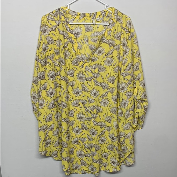 Cato Yellow Floral Blouse Plus 26/28W - Picture 1 of 7